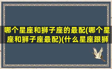 哪个星座和狮子座的最配(哪个星座和狮子座最配)(什么星座跟狮子最配)