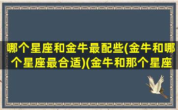 哪个星座和金牛最配些(金牛和哪个星座最合适)(金牛和那个星座最般配)