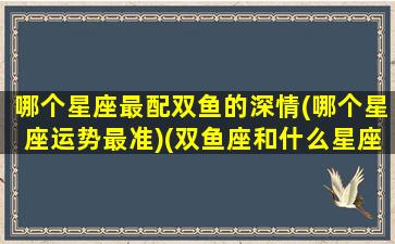 哪个星座最配双鱼的深情(哪个星座运势最准)(双鱼座和什么星座最配男朋友)