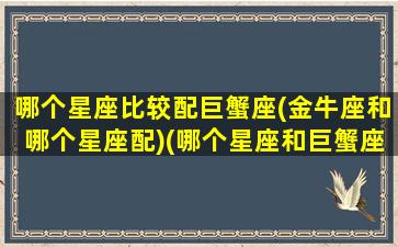 哪个星座比较配巨蟹座(金牛座和哪个星座配)(哪个星座和巨蟹座最般配)