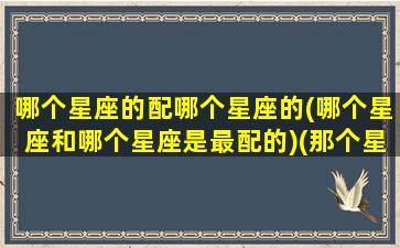 哪个星座的配哪个星座的(哪个星座和哪个星座是最配的)(那个星座和哪个星座配)