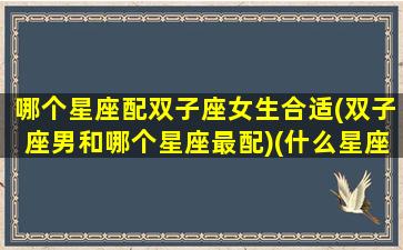 哪个星座配双子座女生合适(双子座男和哪个星座最配)(什么星座男跟双子女最配)