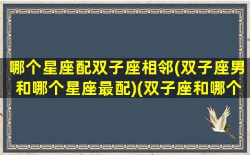 哪个星座配双子座相邻(双子座男和哪个星座最配)(双子座和哪个星座的男生最配)