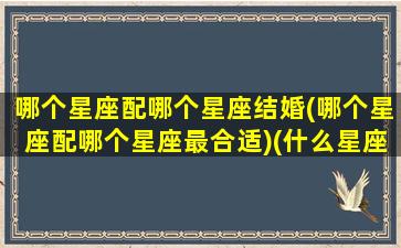 哪个星座配哪个星座结婚(哪个星座配哪个星座最合适)(什么星座适合和什么星座结婚)