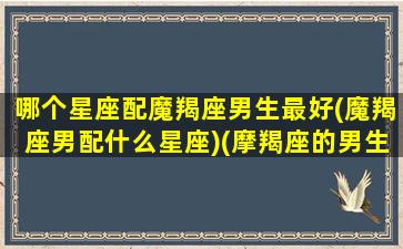 哪个星座配魔羯座男生最好(魔羯座男配什么星座)(摩羯座的男生和什么座的男生最配)