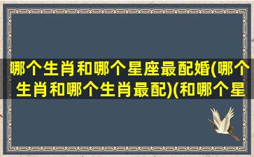 哪个生肖和哪个星座最配婚(哪个生肖和哪个生肖最配)(和哪个星座最配对)