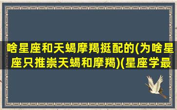 啥星座和天蝎摩羯挺配的(为啥星座只推崇天蝎和摩羯)(星座学最推崇天蝎和摩羯)