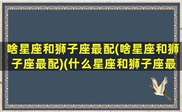 啥星座和狮子座最配(啥星座和狮子座最配)(什么星座和狮子座最搭配)