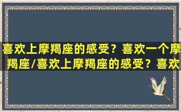 喜欢上摩羯座的感受？喜欢一个摩羯座/喜欢上摩羯座的感受？喜欢一个摩羯座-我的网站