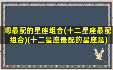 嗯最配的星座组合(十二星座最配组合)(十二星座最配的星座是)