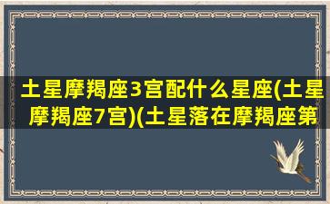 土星摩羯座3宫配什么星座(土星摩羯座7宫)(土星落在摩羯座第三宫)