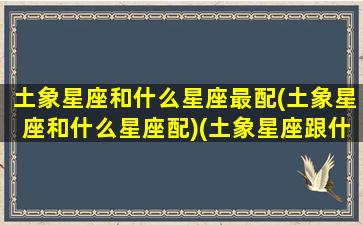 土象星座和什么星座最配(土象星座和什么星座配)(土象星座跟什么星座最配对)