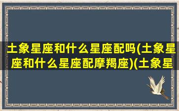 土象星座和什么星座配吗(土象星座和什么星座配摩羯座)(土象星座和什么象合适)