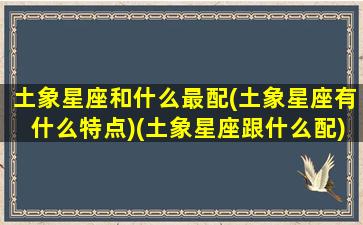 土象星座和什么最配(土象星座有什么特点)(土象星座跟什么配)