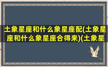 土象星座和什么象星座配(土象星座和什么象星座合得来)(土象星座跟什么星座最配对)