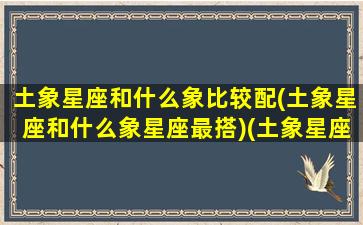 土象星座和什么象比较配(土象星座和什么象星座最搭)(土象星座跟什么星座最配对)