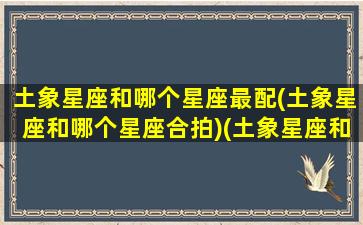 土象星座和哪个星座最配(土象星座和哪个星座合拍)(土象星座和什么最配)