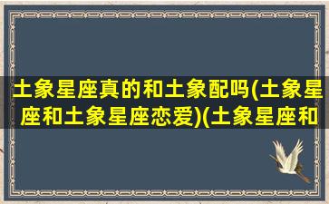 土象星座真的和土象配吗(土象星座和土象星座恋爱)(土象星座和土象星座配对)