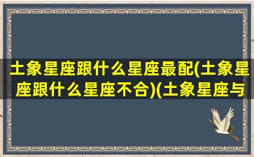 土象星座跟什么星座最配(土象星座跟什么星座不合)(土象星座与什么象星座配)