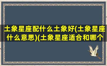 土象星座配什么土象好(土象星座什么意思)(土象星座适合和哪个星座在一起)