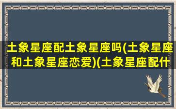 土象星座配土象星座吗(土象星座和土象星座恋爱)(土象星座配什么星座)