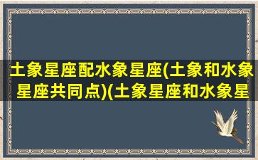 土象星座配水象星座(土象和水象星座共同点)(土象星座和水象星座配吗)