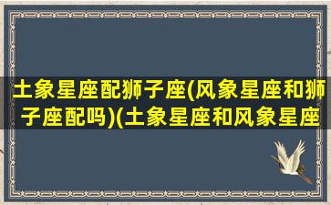 土象星座配狮子座(风象星座和狮子座配吗)(土象星座和风象星座的爱情)