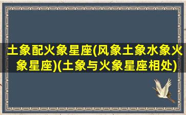 土象配火象星座(风象土象水象火象星座)(土象与火象星座相处)