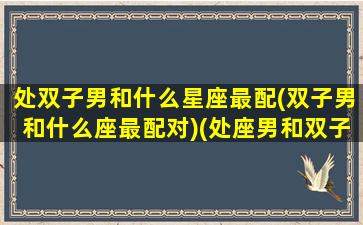 处双子男和什么星座最配(双子男和什么座最配对)(处座男和双子女配对指数)