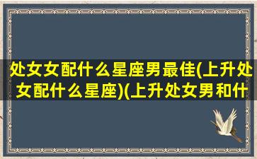 处女女配什么星座男最佳(上升处女配什么星座)(上升处女男和什么星座最配)