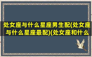 处女座与什么星座男生配(处女座与什么星座最配)(处女座和什么星座男最配对)