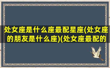 处女座是什么座最配星座(处女座的朋友是什么座)(处女座最配的星座是什么星座)