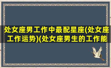 处女座男工作中最配星座(处女座工作运势)(处女座男生的工作能力)