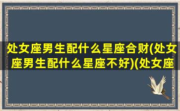 处女座男生配什么星座合财(处女座男生配什么星座不好)(处女座男最搭配的星座)