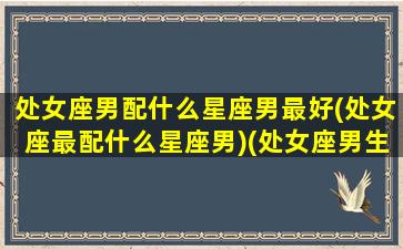 处女座男配什么星座男最好(处女座最配什么星座男)(处女座男生配什么星座排名)