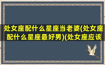 处女座配什么星座当老婆(处女座配什么星座最好男)(处女座应该配什么星座的男生)