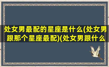 处女男最配的星座是什么(处女男跟那个星座最配)(处女男跟什么星座配对)