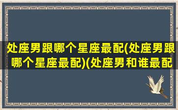 处座男跟哪个星座最配(处座男跟哪个星座最配)(处座男和谁最配)