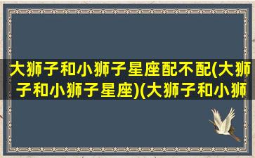 大狮子和小狮子星座配不配(大狮子和小狮子星座)(大狮子和小狮子的绘本故事)