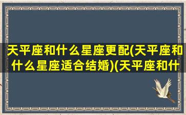 天平座和什么星座更配(天平座和什么星座适合结婚)(天平座和什么座最般配)