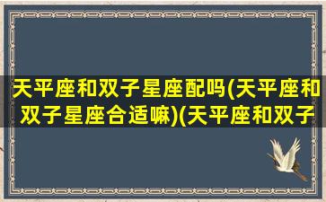 天平座和双子星座配吗(天平座和双子星座合适嘛)(天平座和双子座配对指数)