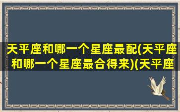 天平座和哪一个星座最配(天平座和哪一个星座最合得来)(天平座跟哪个星座比较配)