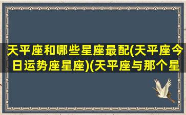 天平座和哪些星座最配(天平座今日运势座星座)(天平座与那个星座般配)