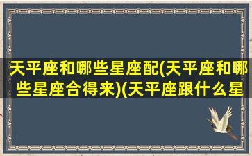 天平座和哪些星座配(天平座和哪些星座合得来)(天平座跟什么星座更配哦)