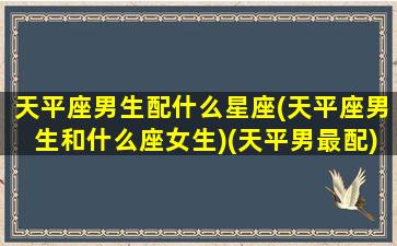 天平座男生配什么星座(天平座男生和什么座女生)(天平男最配)