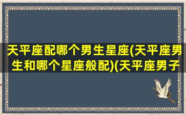 天平座配哪个男生星座(天平座男生和哪个星座般配)(天平座男子应该与哪个星座匹配)