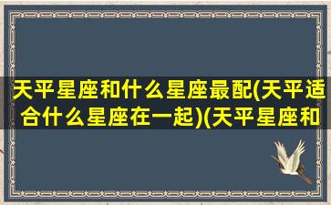 天平星座和什么星座最配(天平适合什么星座在一起)(天平星座和什么星座配对)