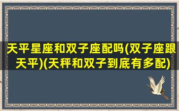 天平星座和双子座配吗(双子座跟天平)(天秤和双子到底有多配)