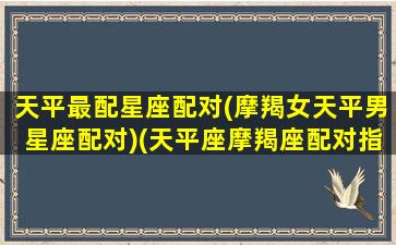 天平最配星座配对(摩羯女天平男星座配对)(天平座摩羯座配对指数)