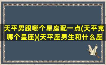 天平男跟哪个星座配一点(天平克哪个星座)(天平座男生和什么座女生)